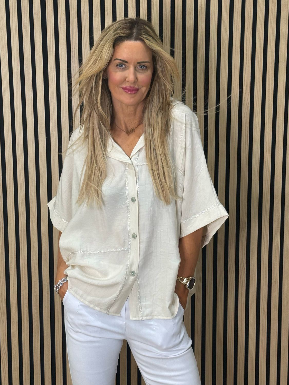 Hooded Lightweight Shirt - Cream