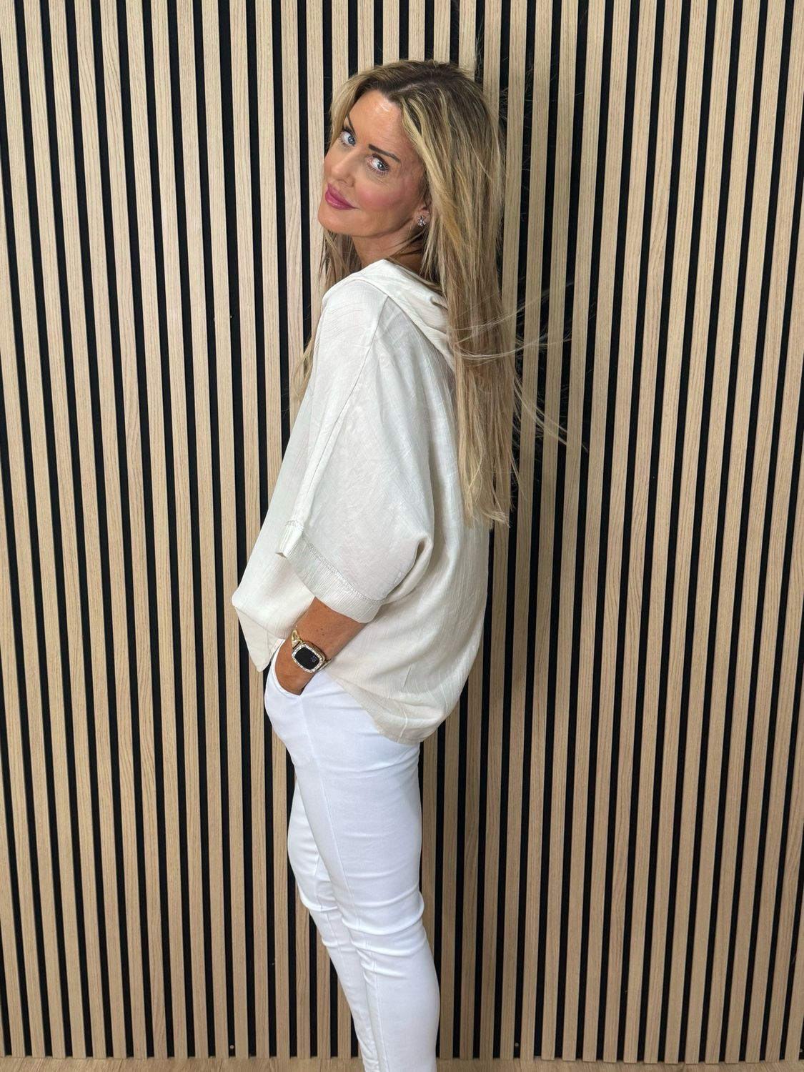 Hooded Lightweight Shirt - Cream