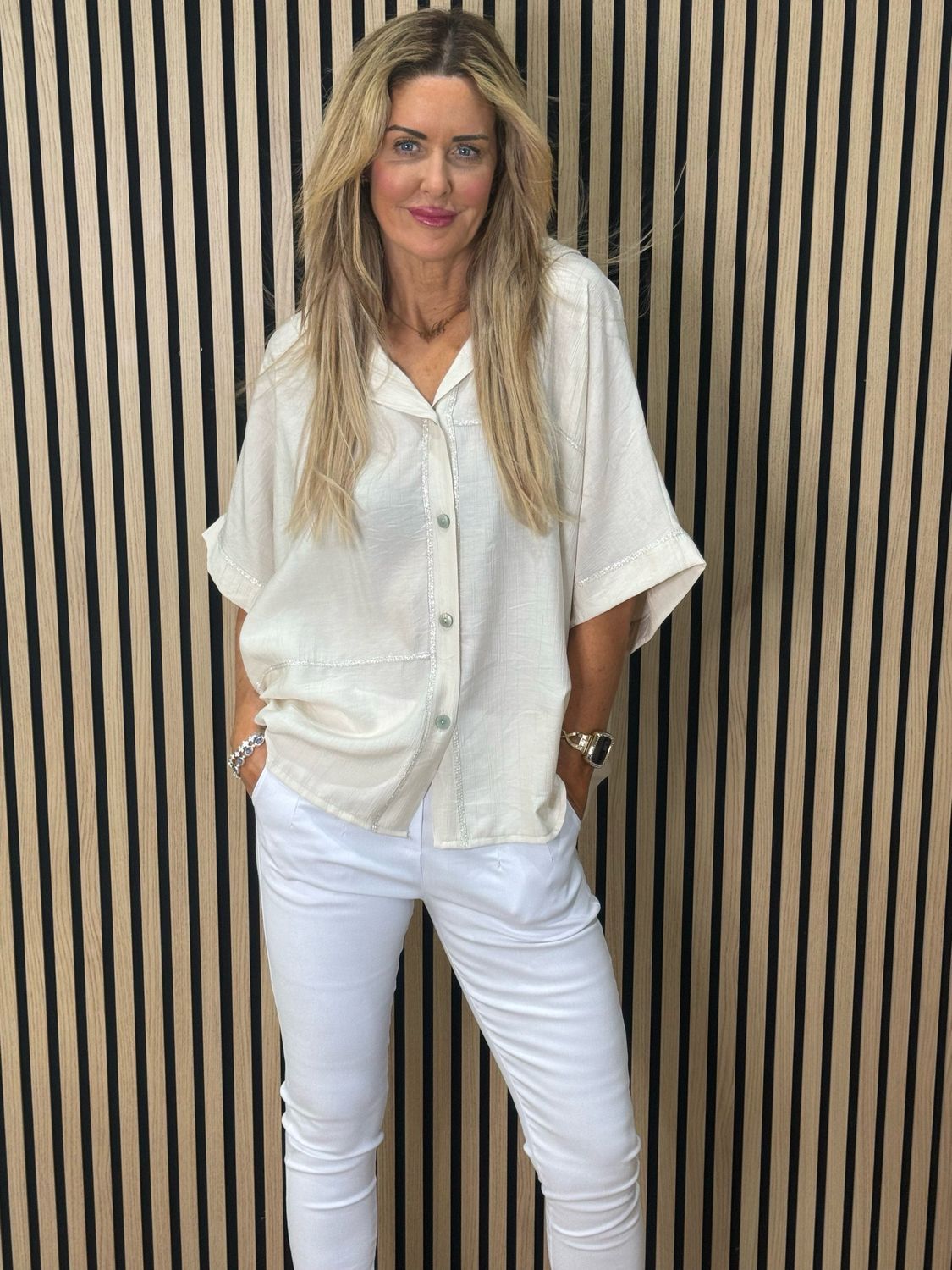 Hooded Lightweight Shirt - Cream