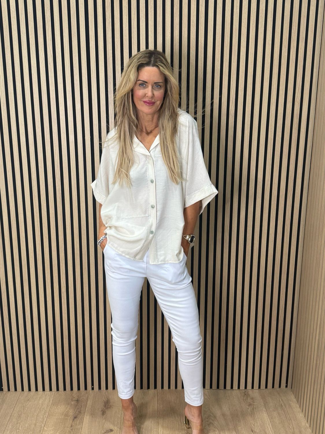 Hooded Lightweight Shirt - Cream