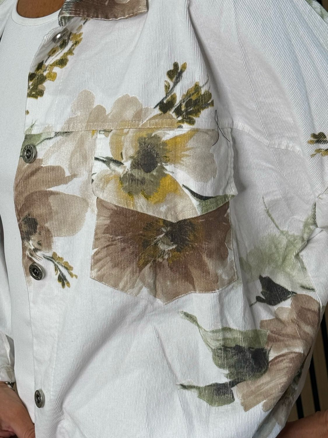 Floral Cropped Jacket - White