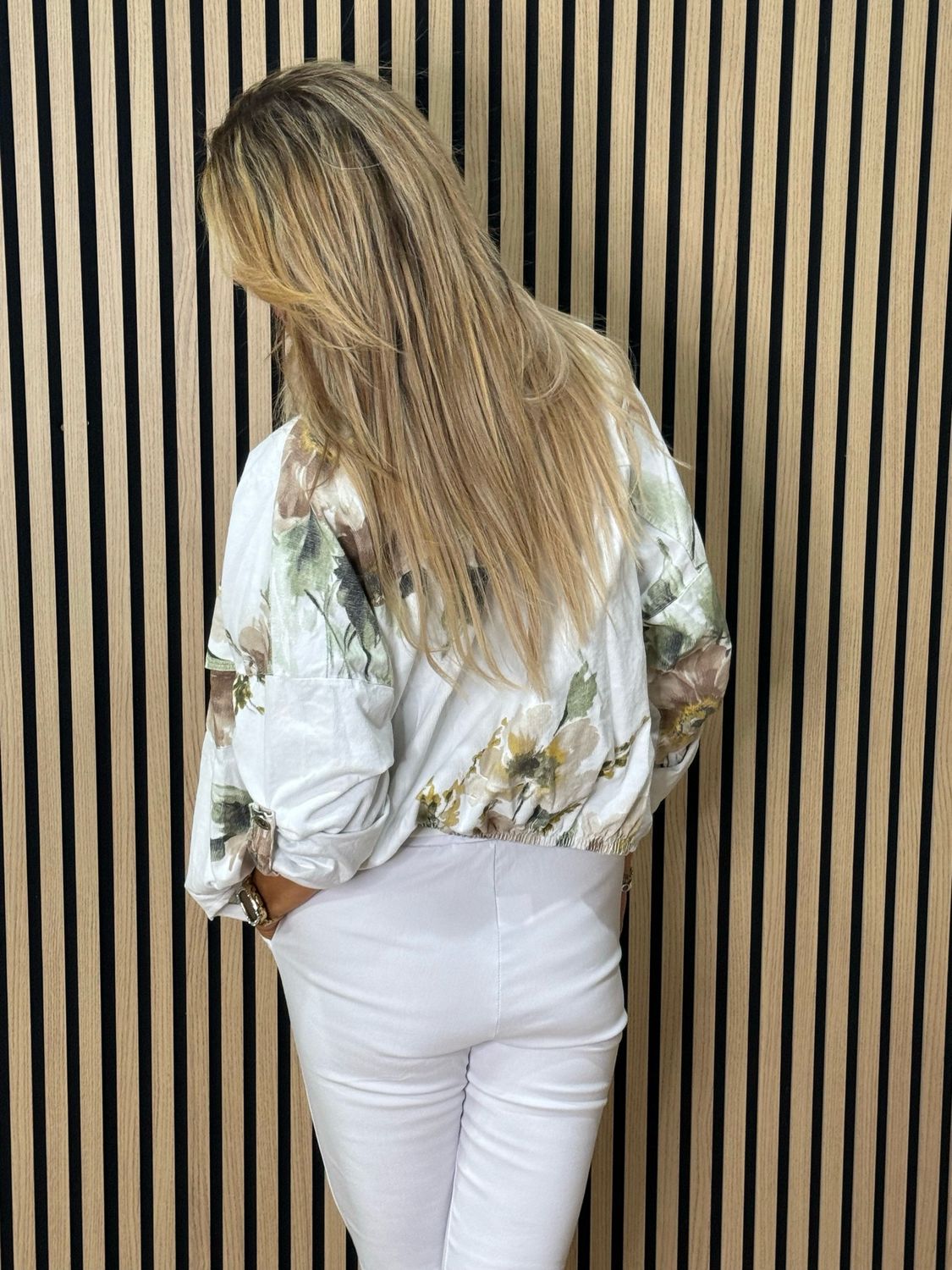Floral Cropped Jacket - White
