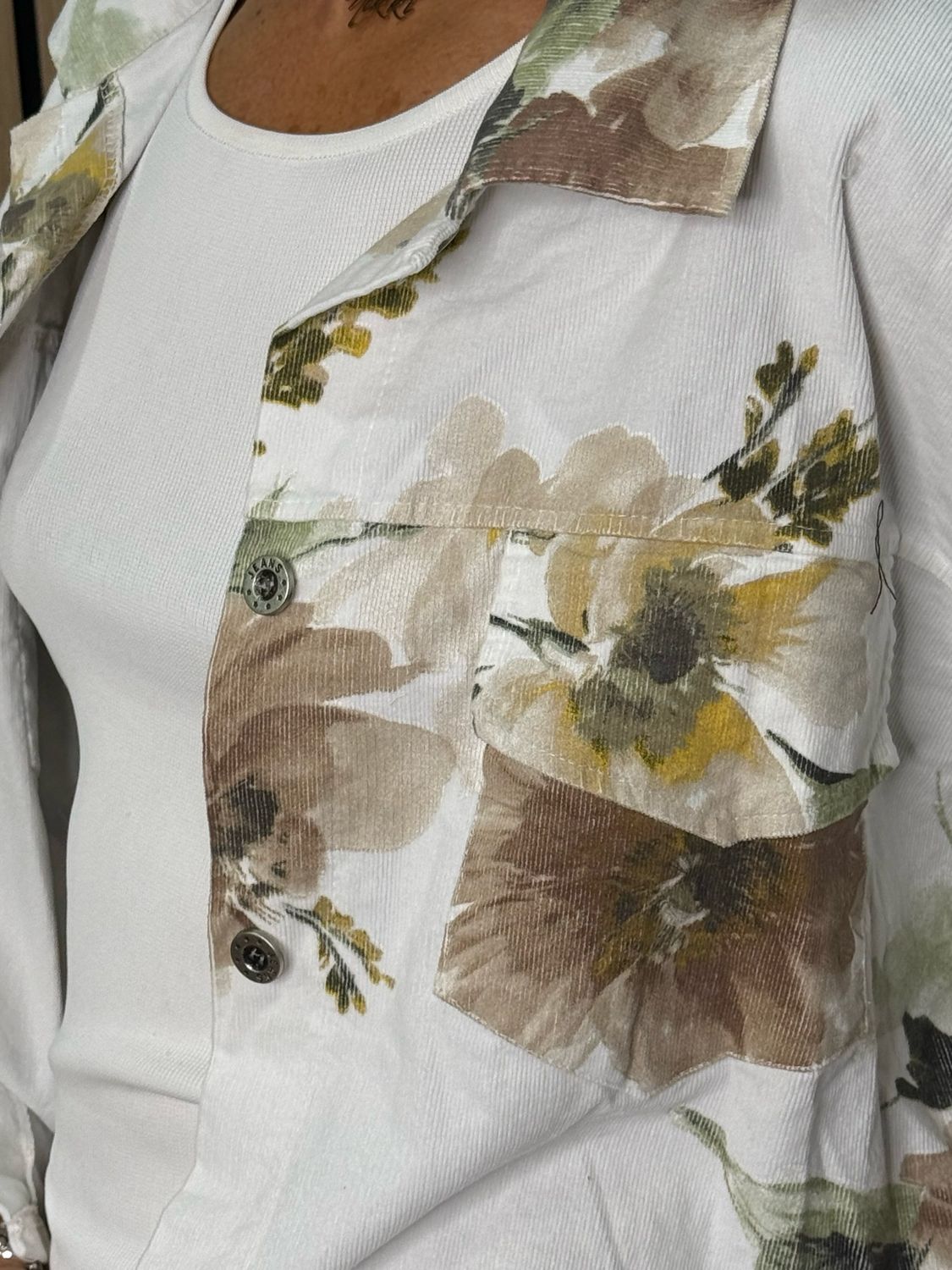 Floral Cropped Jacket - White