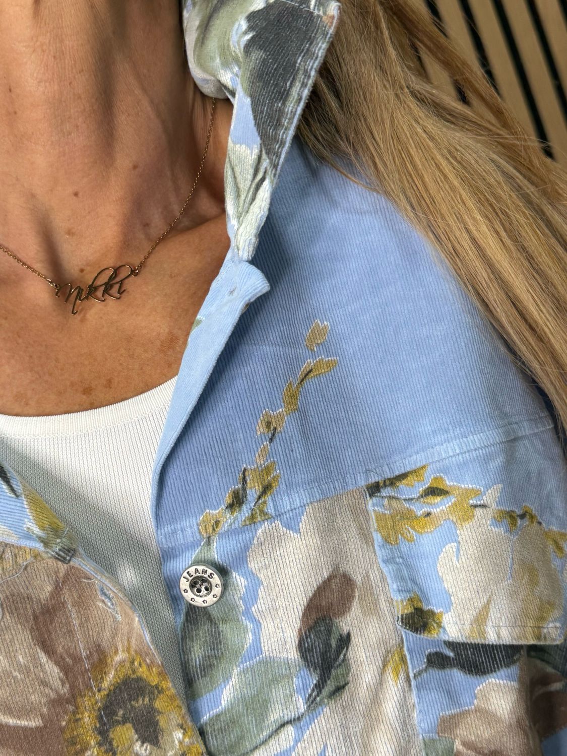 Floral Cropped Jacket - Blue