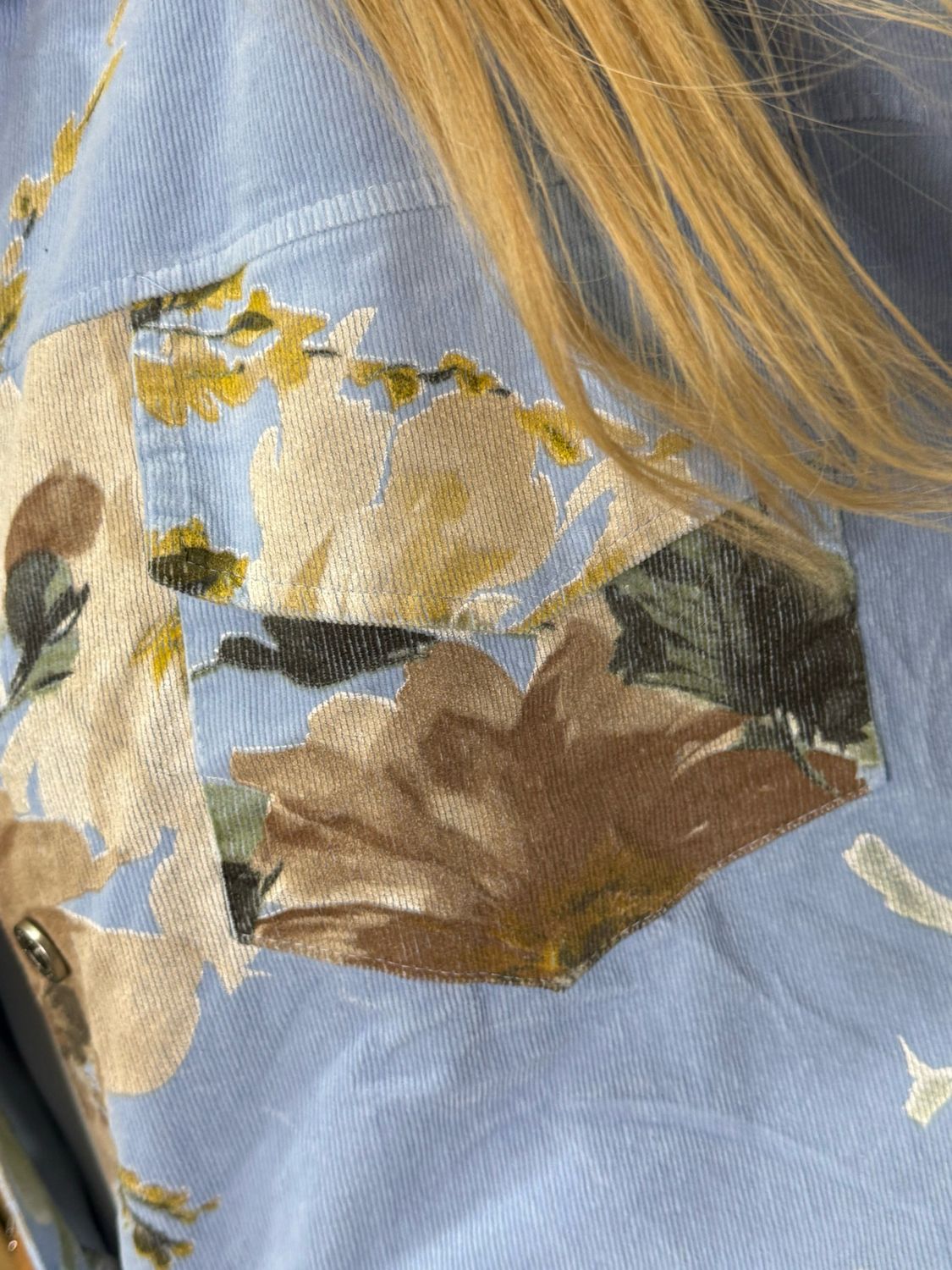 Floral Cropped Jacket - Blue