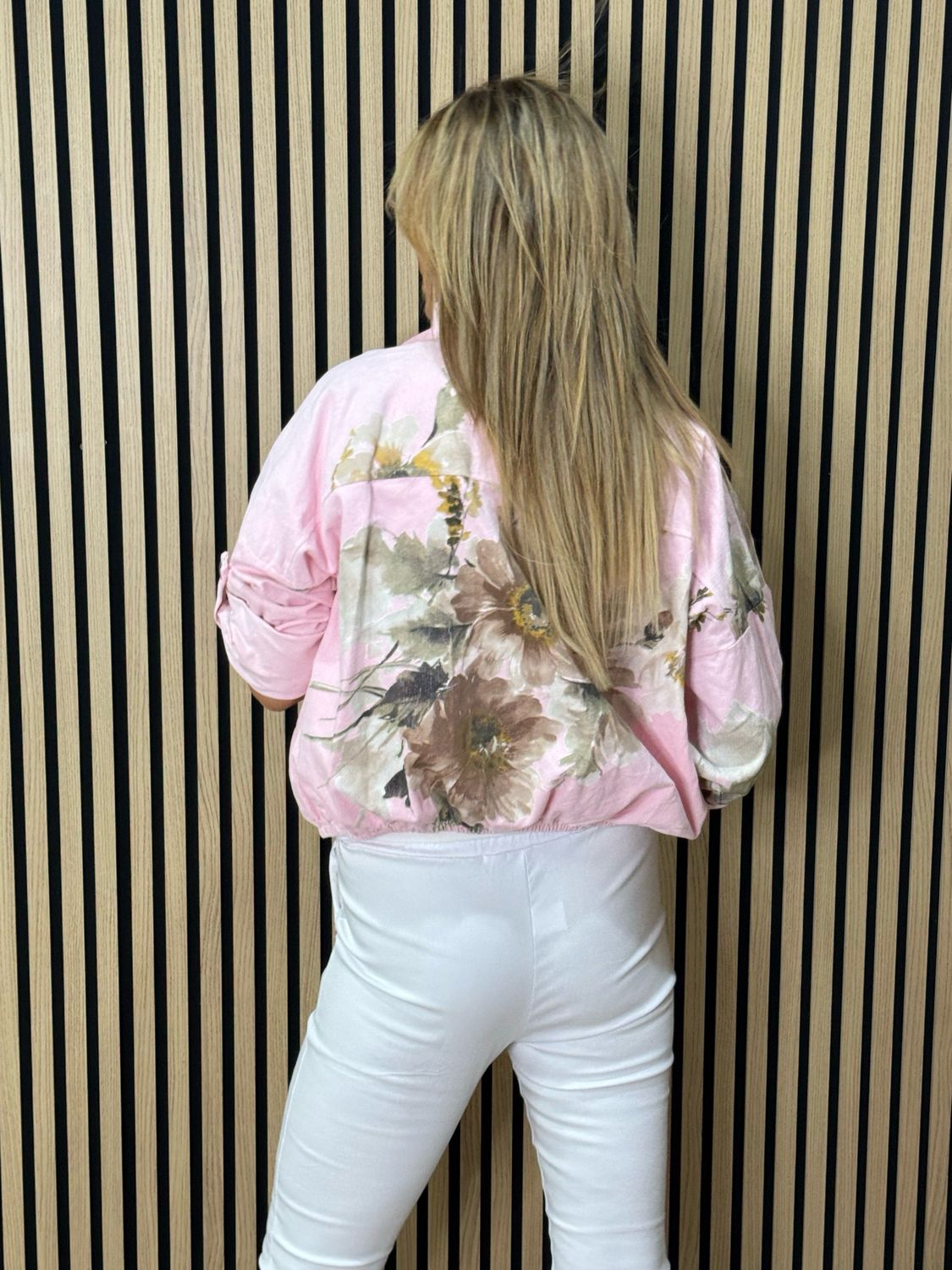 Floral Cropped Jacket - Pink