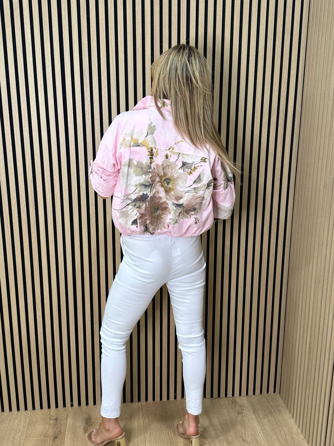 Floral Cropped Jacket - Pink