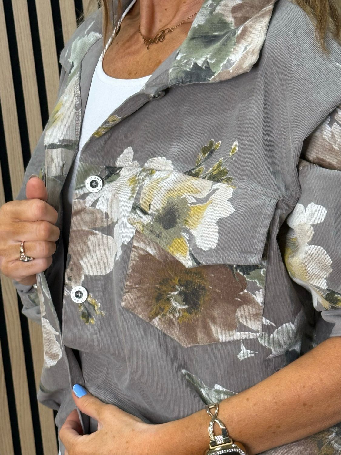 Floral Cropped Jacket - Taupe