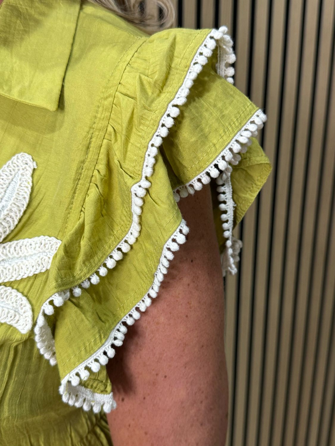 Embroidered Midi Dress - Lime