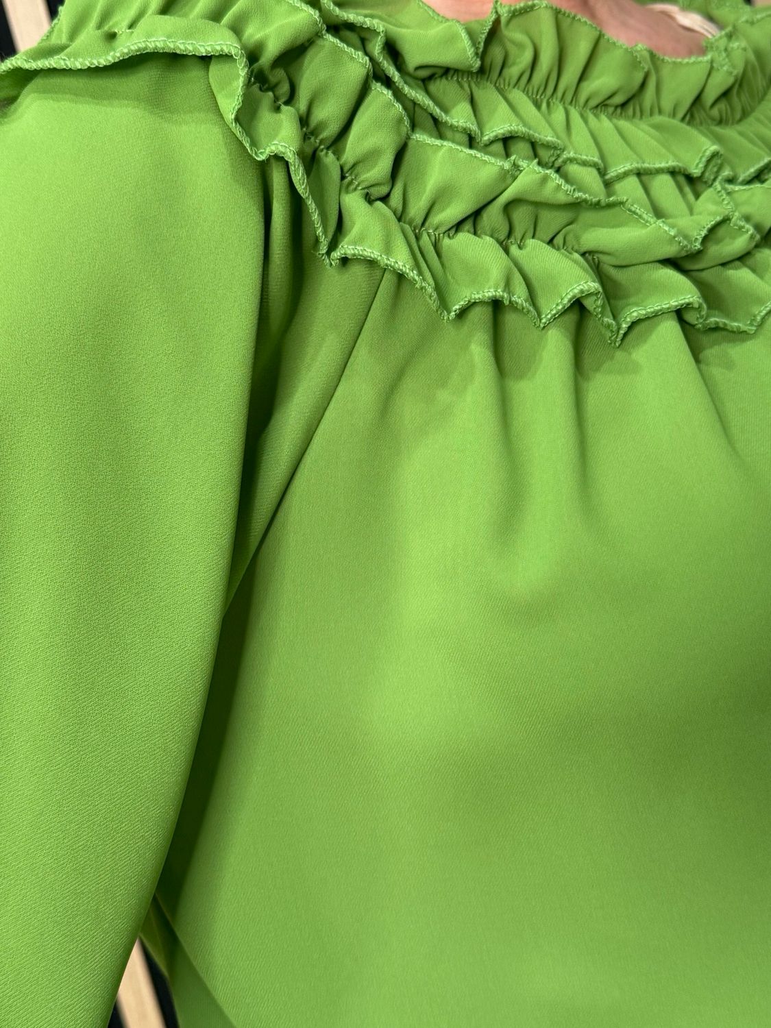 Frill Neck Floaty Top - Green