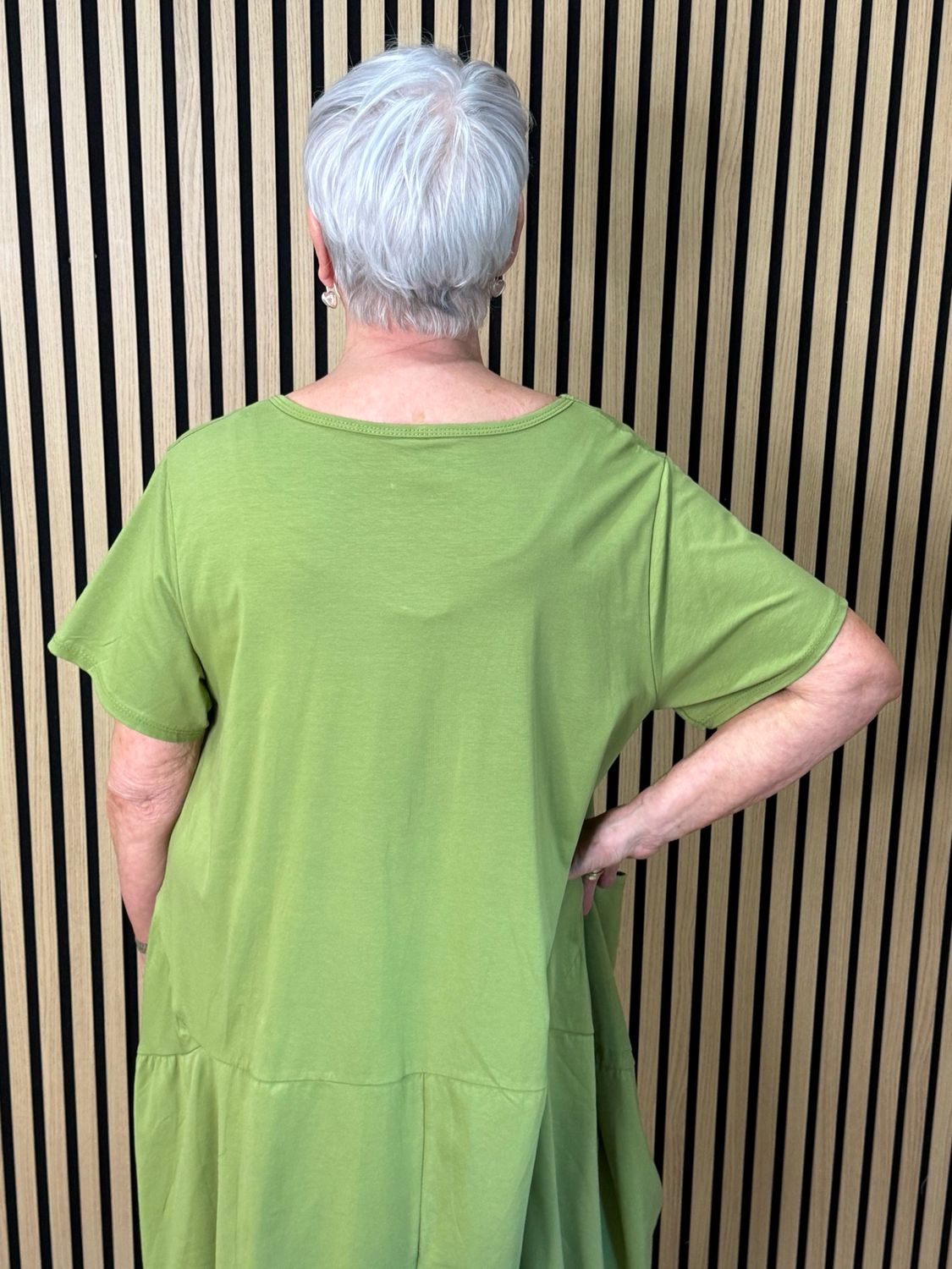 Relaxed Pocket Jersey Midi Dress - Lime