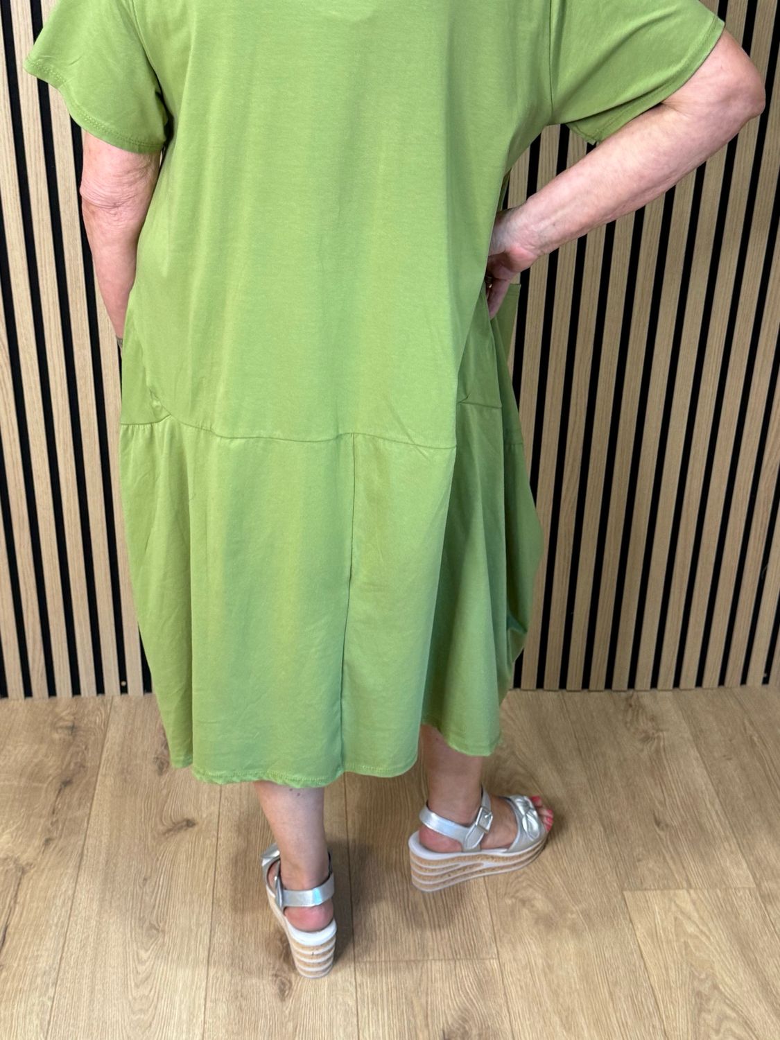Relaxed Pocket Jersey Midi Dress - Lime