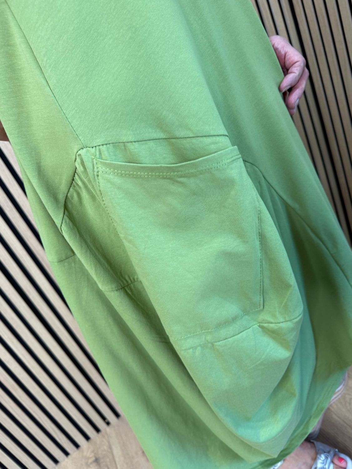 Relaxed Pocket Jersey Midi Dress - Lime