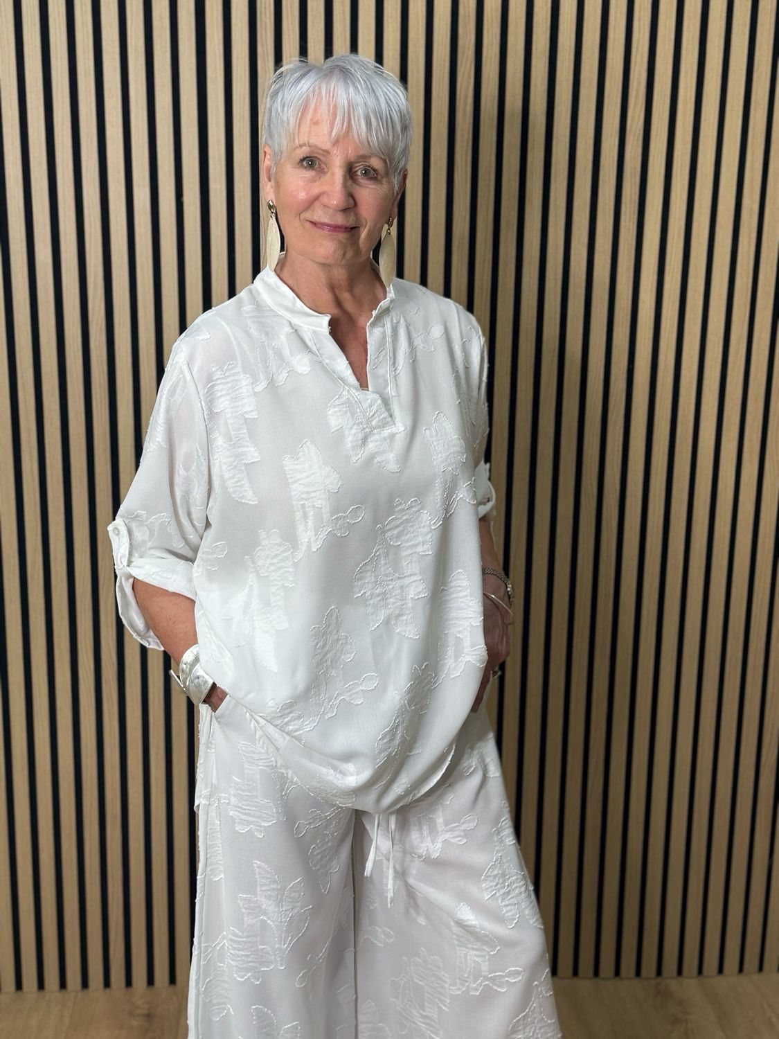 Textured Relaxed Co-Ord Set - White