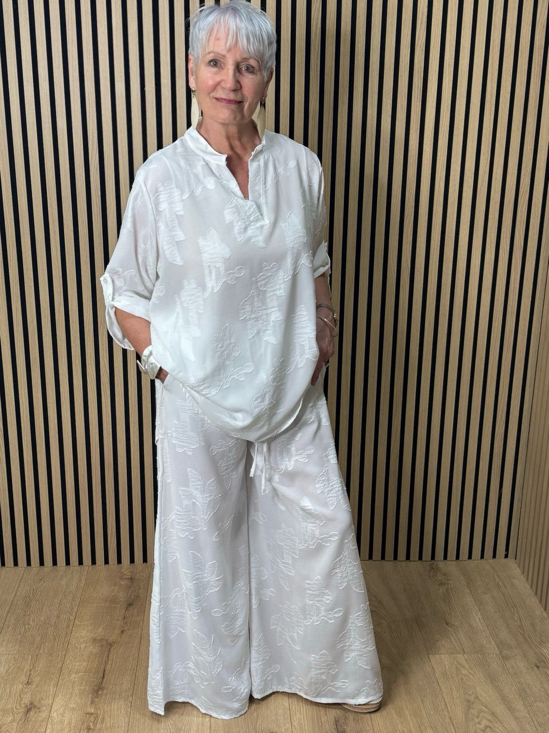 Textured Relaxed Co-Ord Set - White