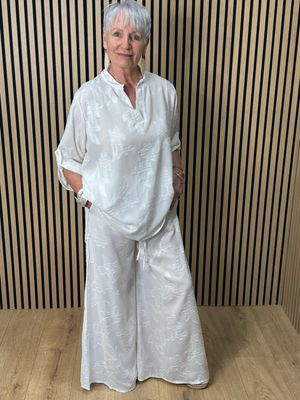 Textured Relaxed Co-Ord Set - White