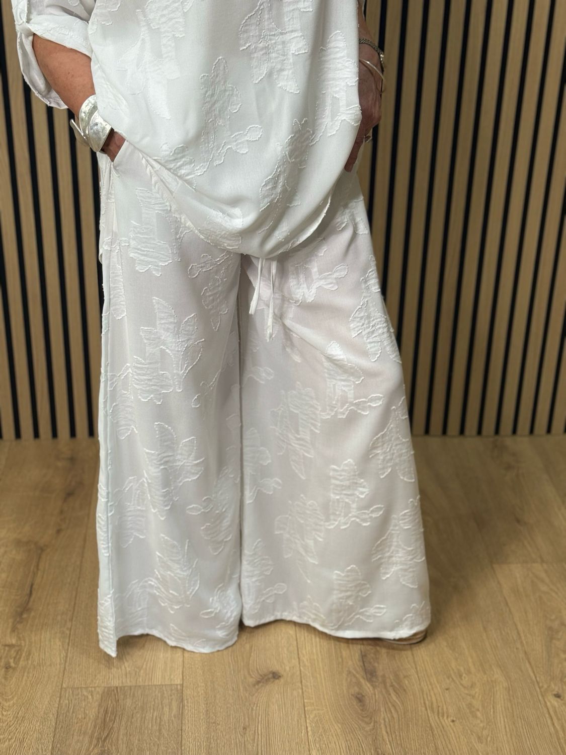 Textured Relaxed Co-Ord Set - White