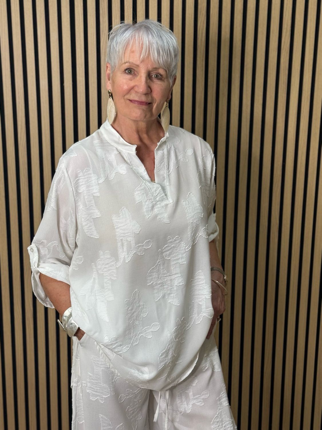 Textured Relaxed Co-Ord Set - White