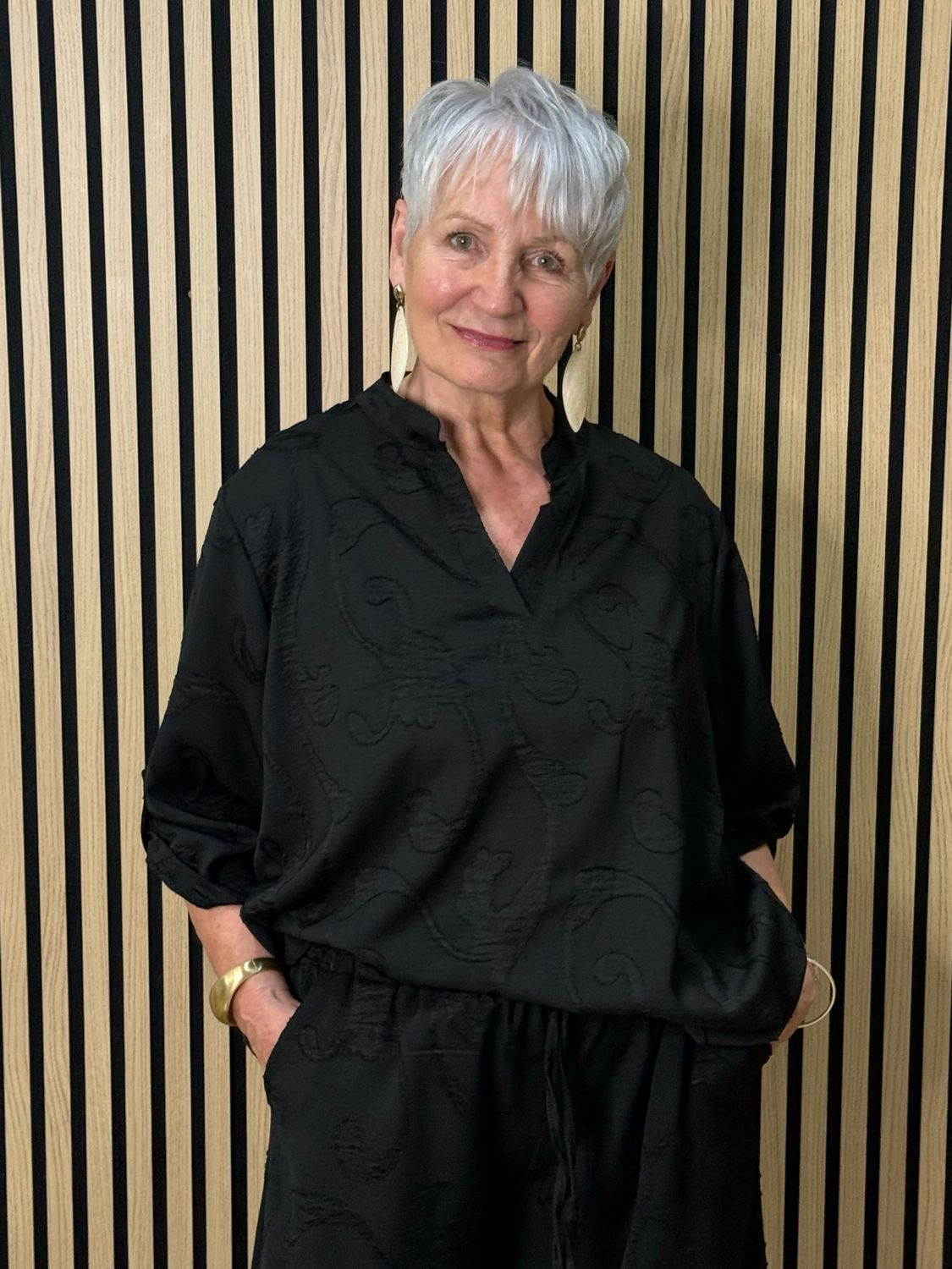 Textured Relaxed Co-Ord Set - Black