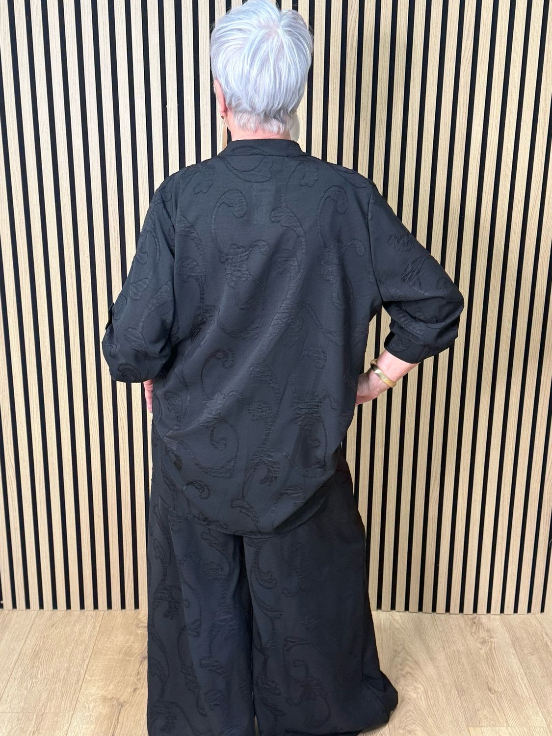 Textured Relaxed Co-Ord Set - Black