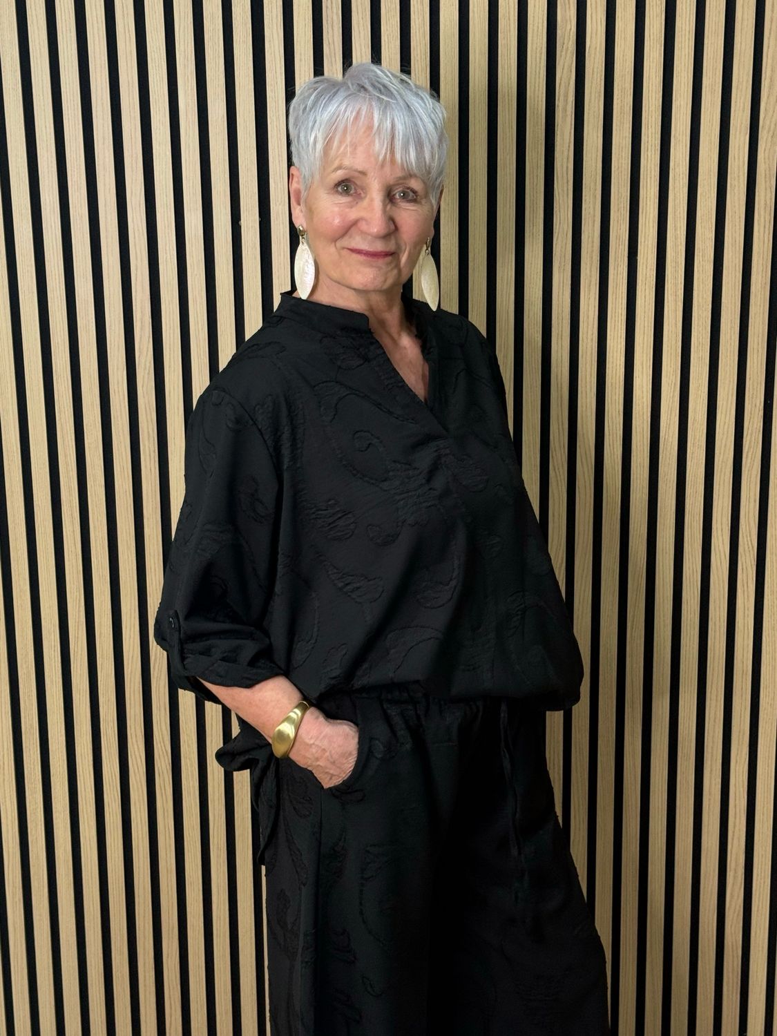 Textured Relaxed Co-Ord Set - Black