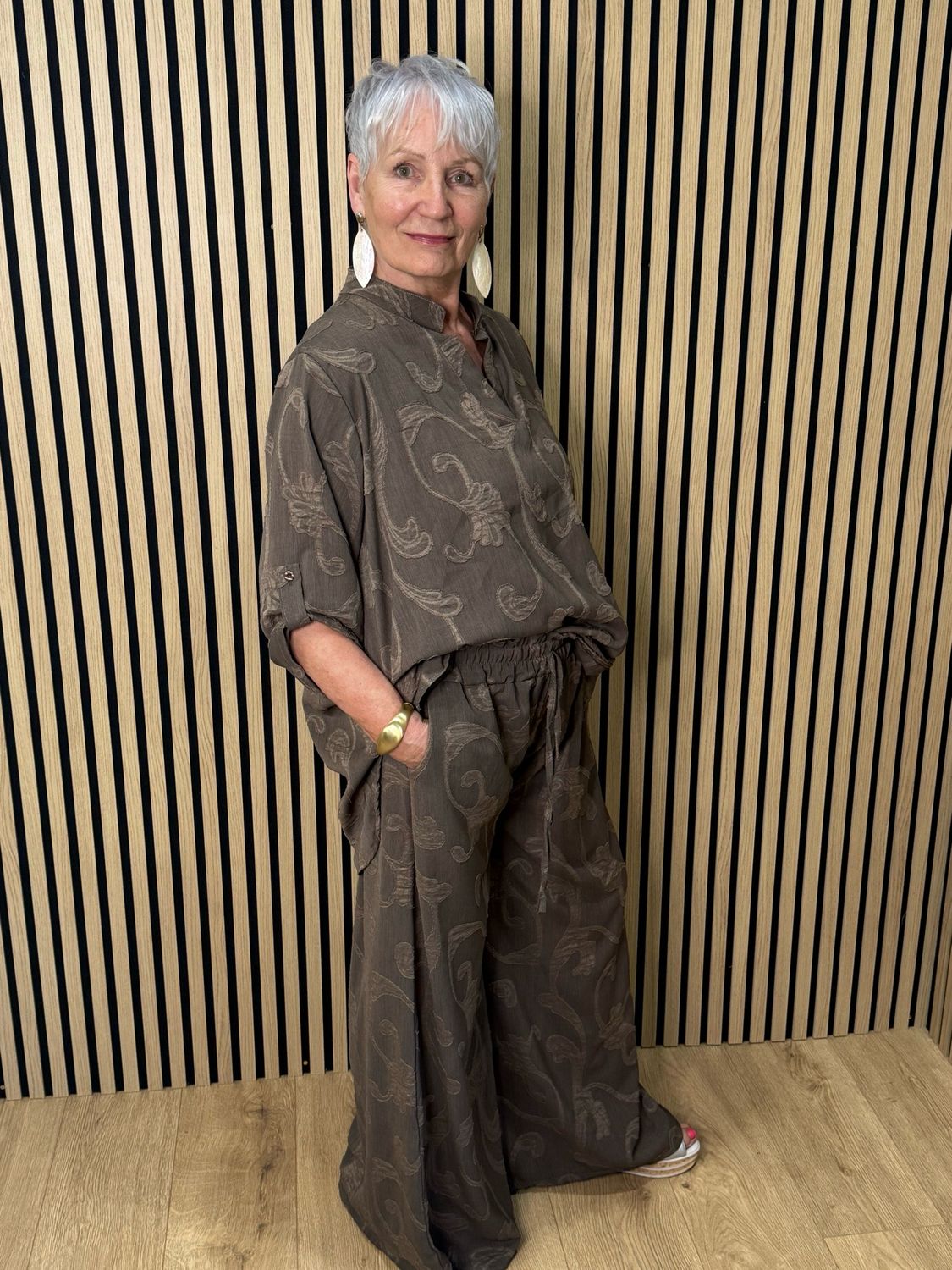 Textured Relaxed Co-Ord Set - Taupe