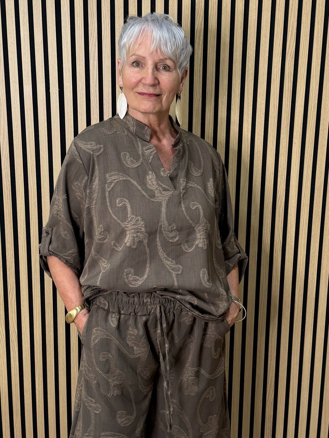 Textured Relaxed Co-Ord Set - Taupe