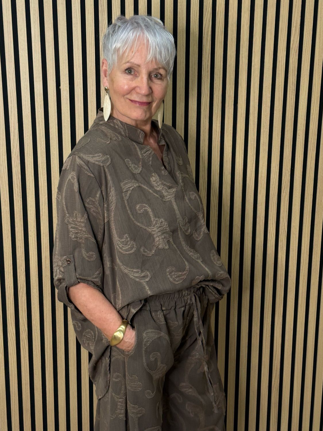 Textured Relaxed Co-Ord Set - Taupe