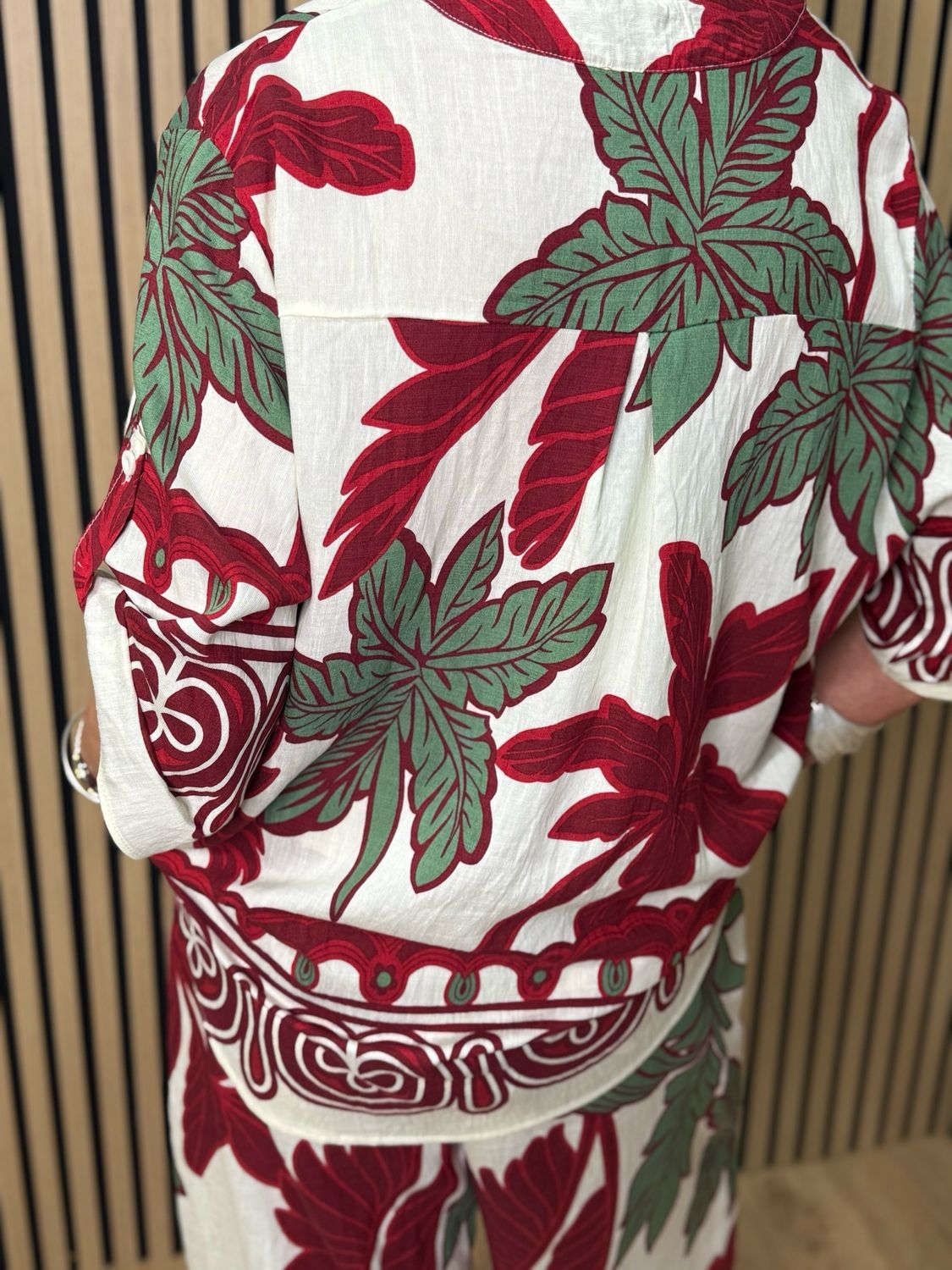 Tropical Print Co-Ord Set - White/Red/Green