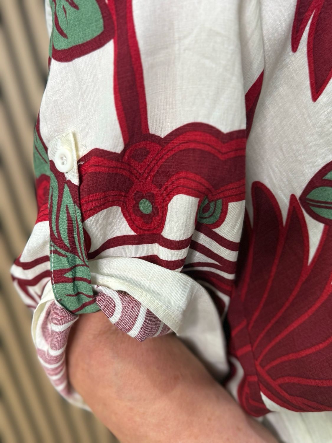 Tropical Print Co-Ord Set - White/Red/Green