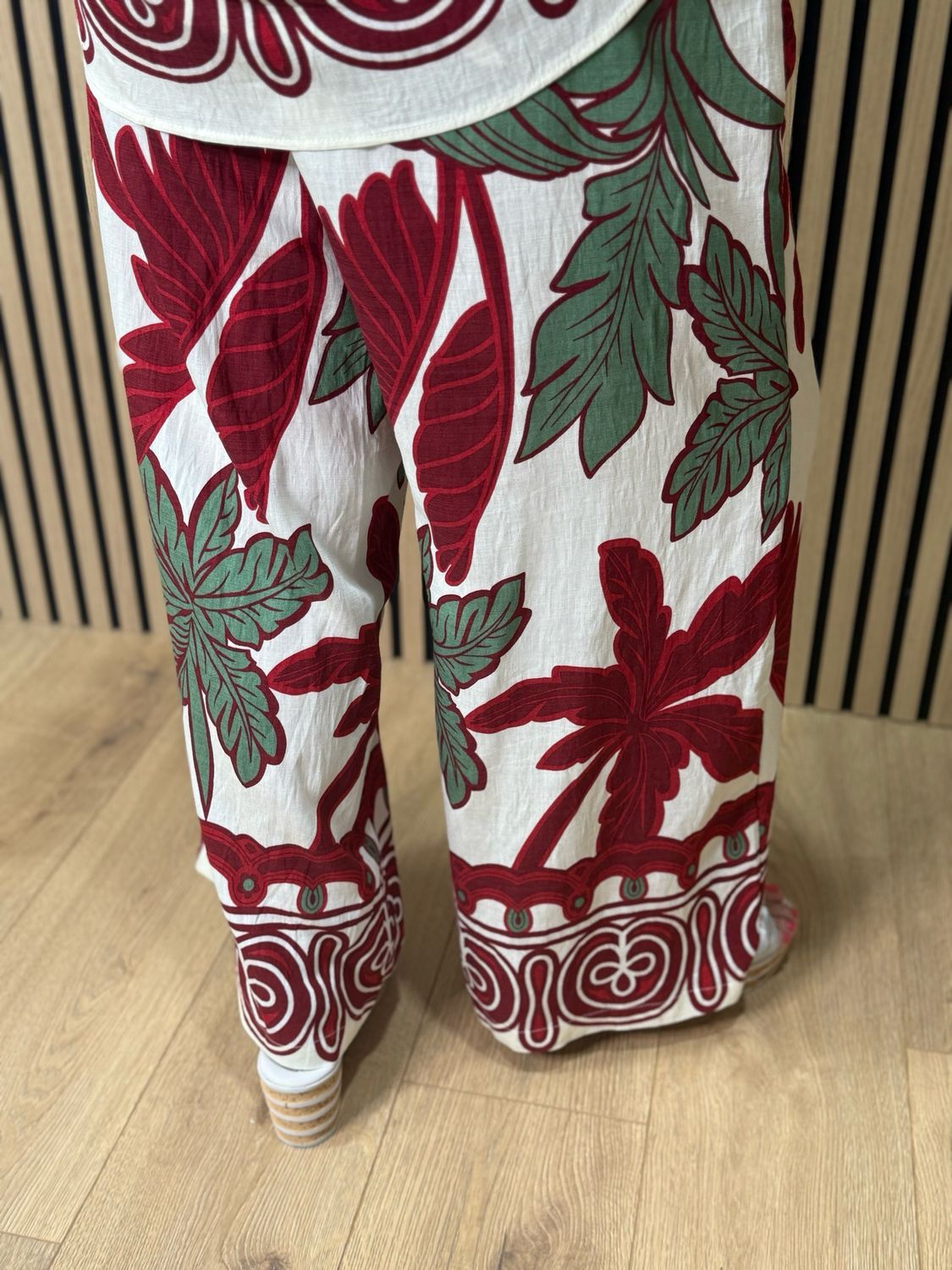 Tropical Print Co-Ord Set - White/Red/Green