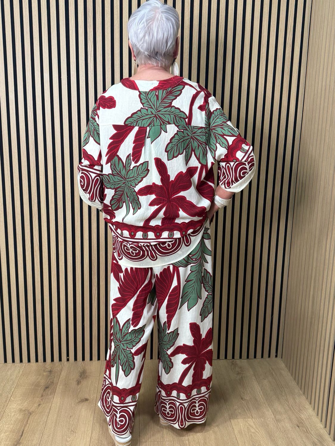 Tropical Print Co-Ord Set - White/Red/Green