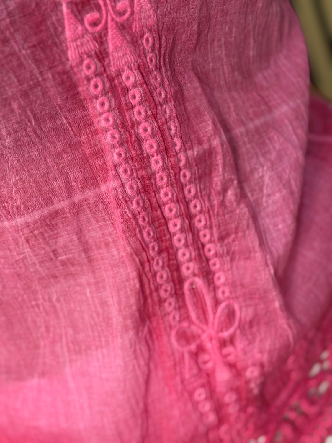 Lace Trim Cotton Cami Top - Pink