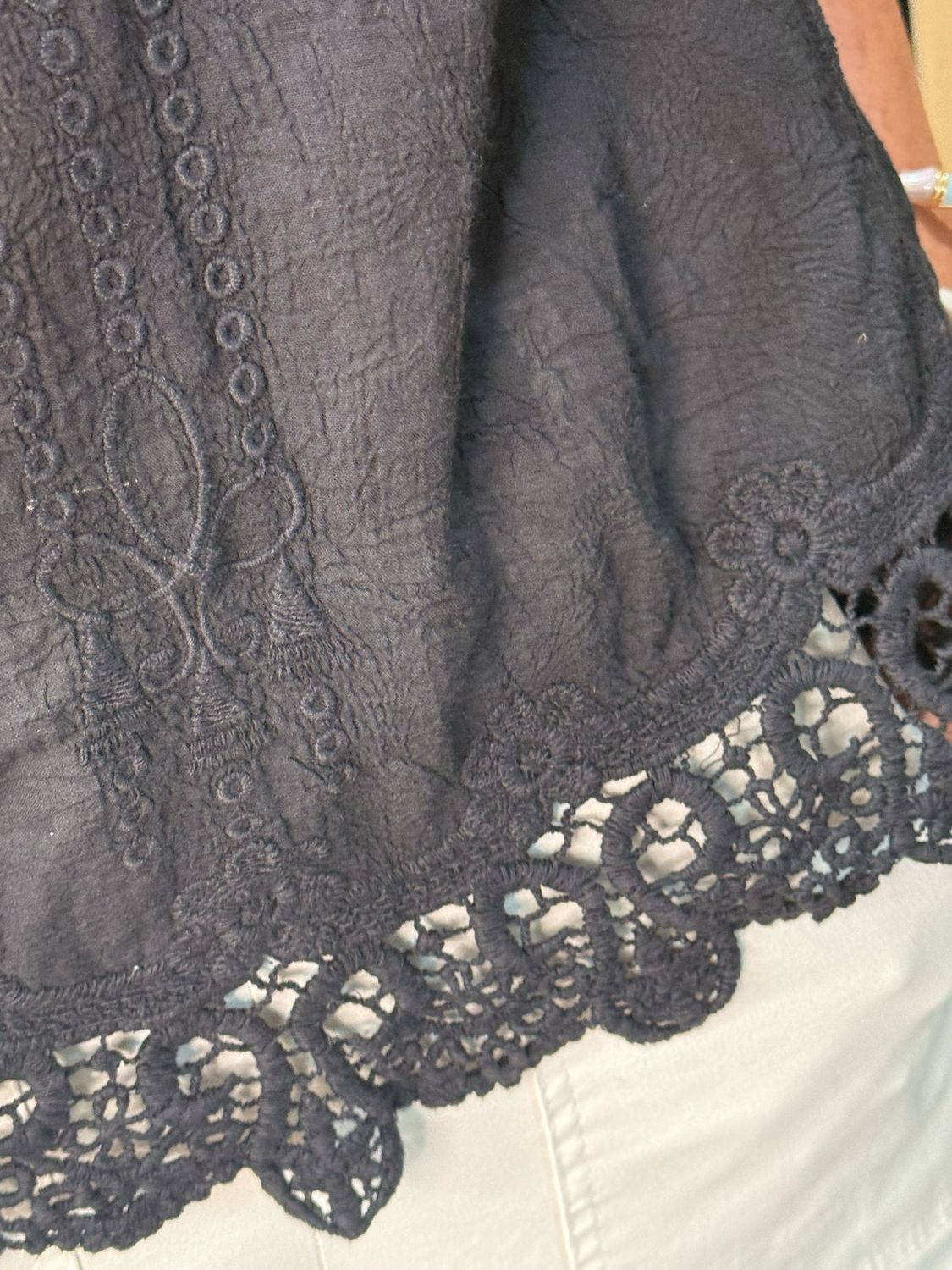 Lace Trim Cotton Cami Top - Black