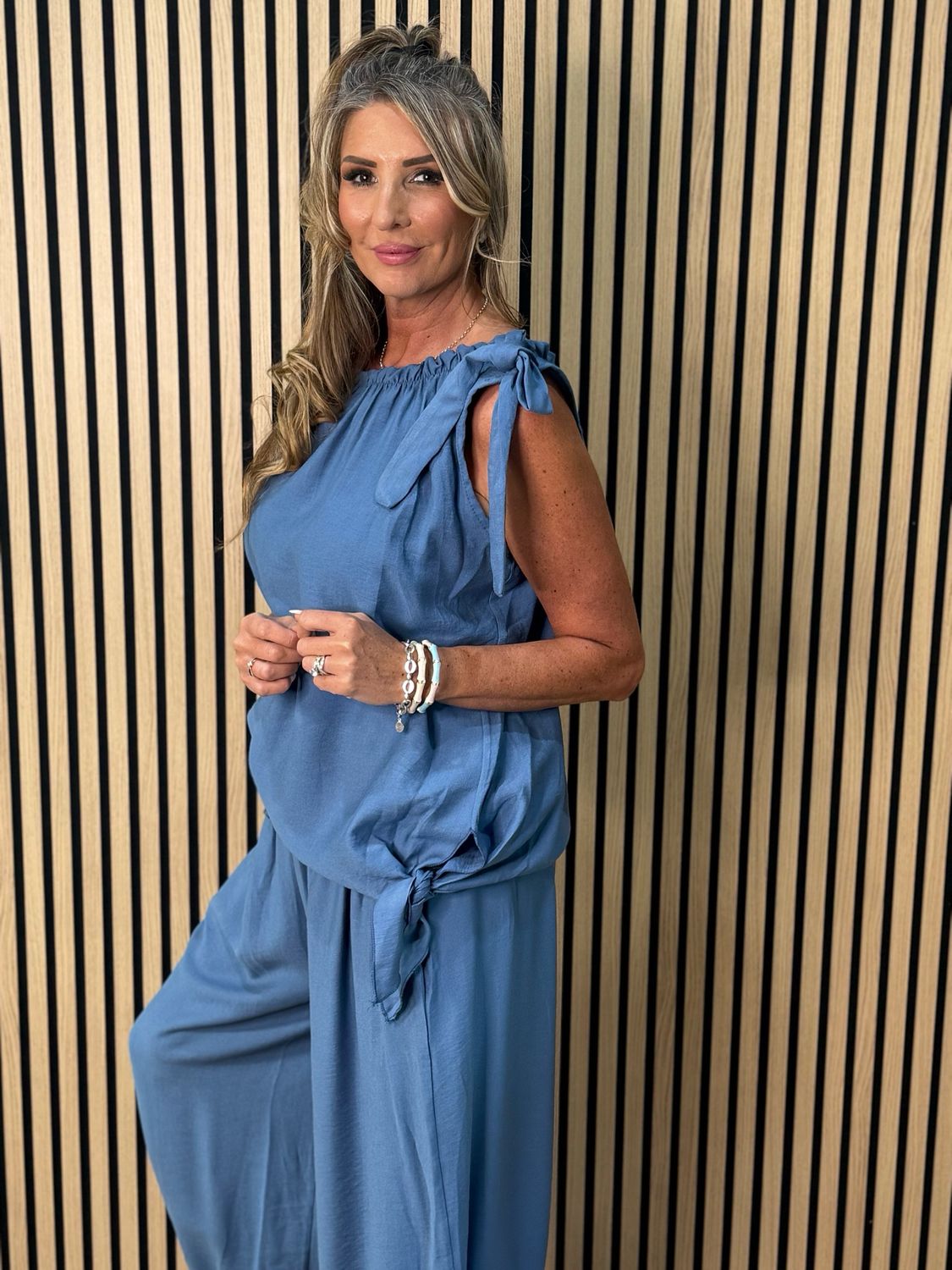 Effortless Breeze Co-Ord Set - Steel Blue