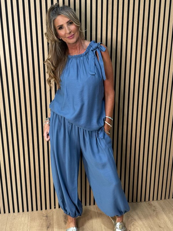 Effortless Breeze Co-Ord Set - Steel Blue