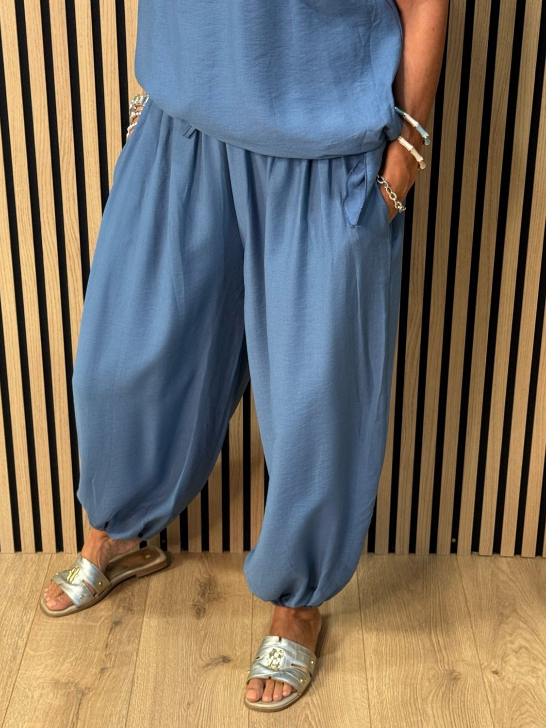 Effortless Breeze Co-Ord Set - Steel Blue