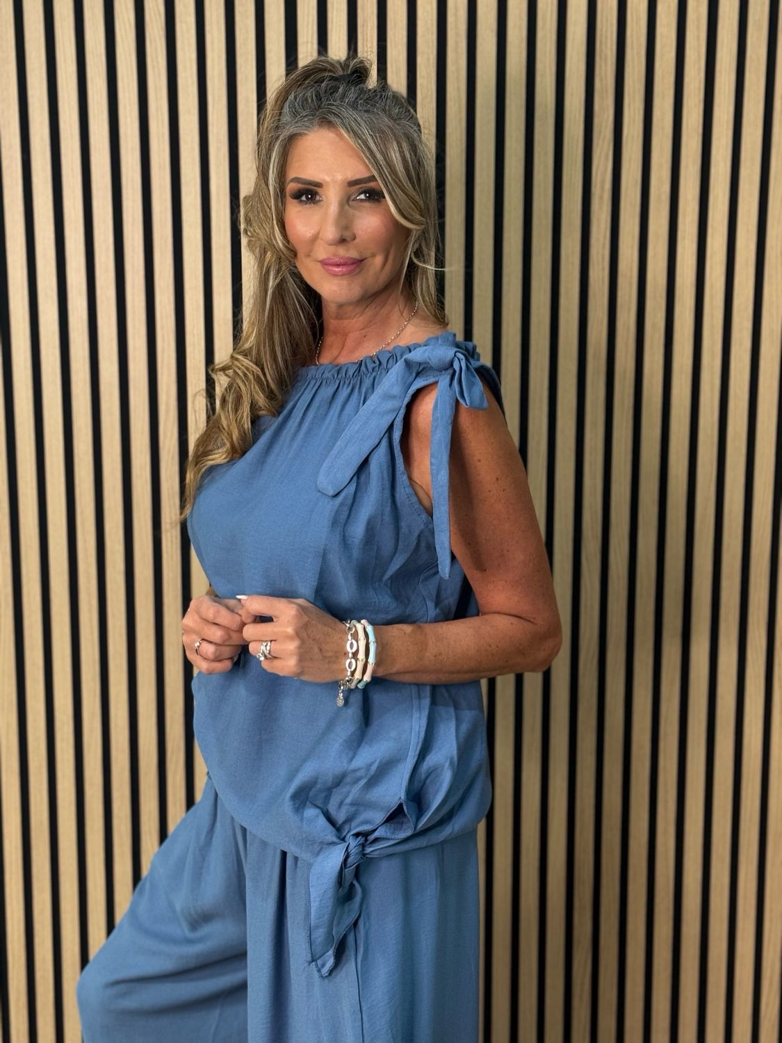 Effortless Breeze Co-Ord Set - Steel Blue