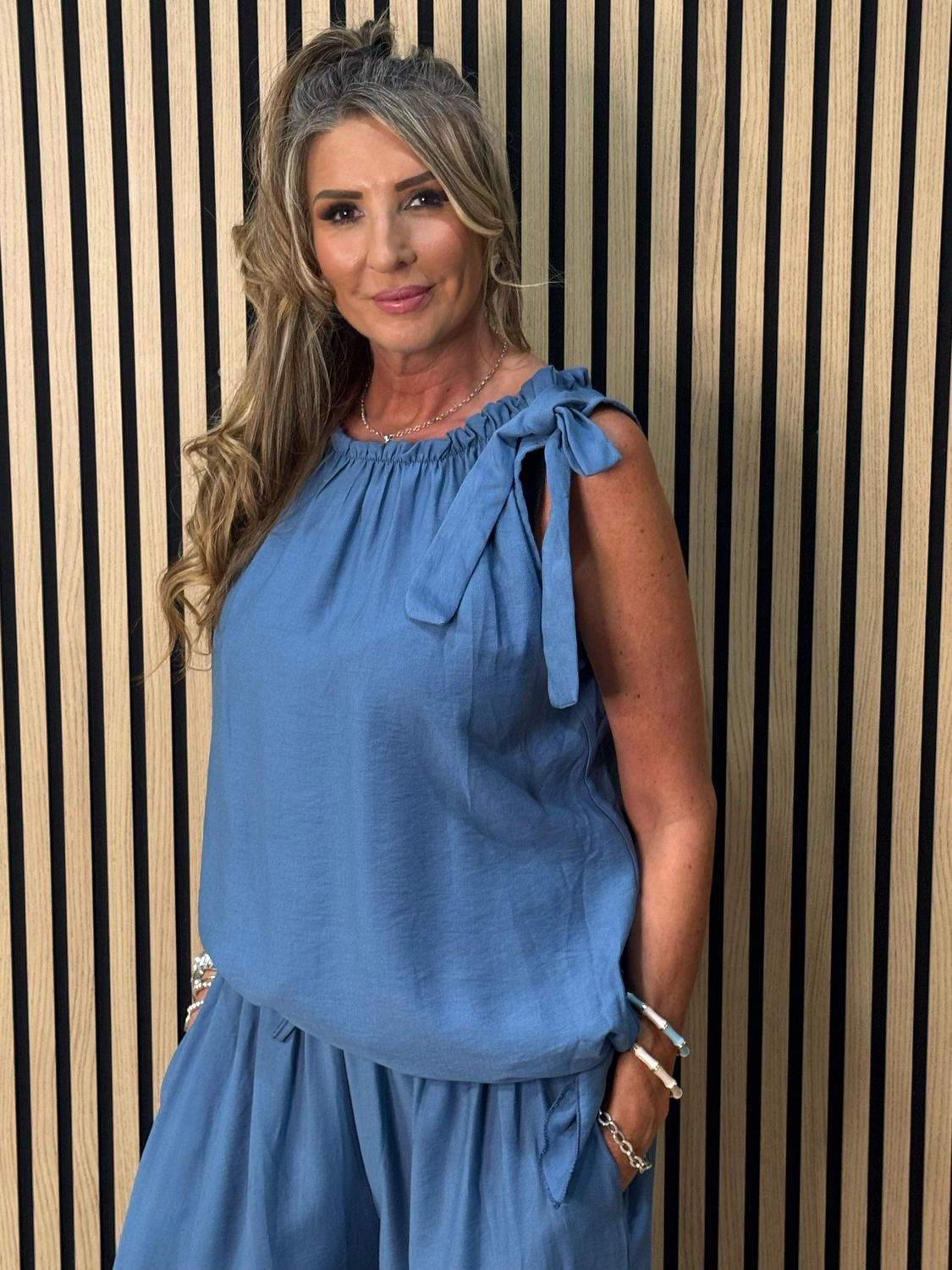 Effortless Breeze Co-Ord Set - Steel Blue