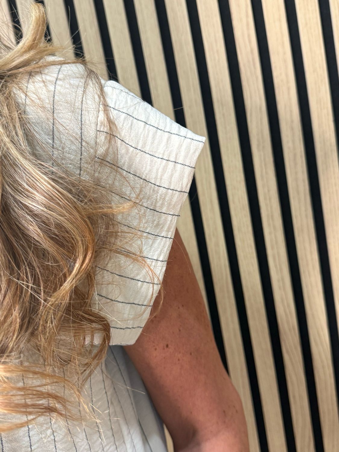 Striped Tie Front Blouse - Cream