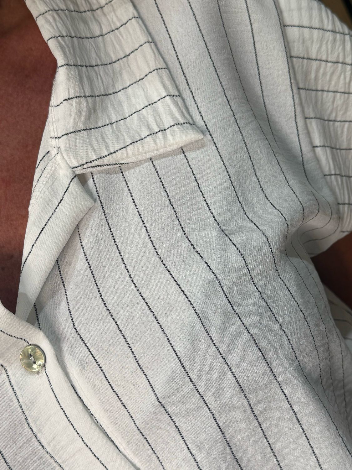 Striped Tie Front Blouse - White