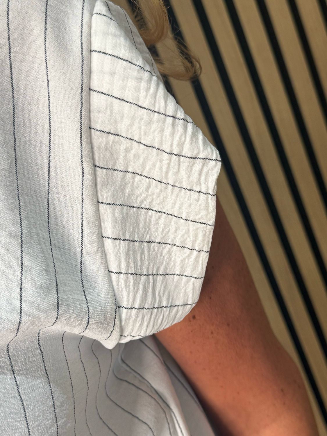 Striped Tie Front Blouse - White