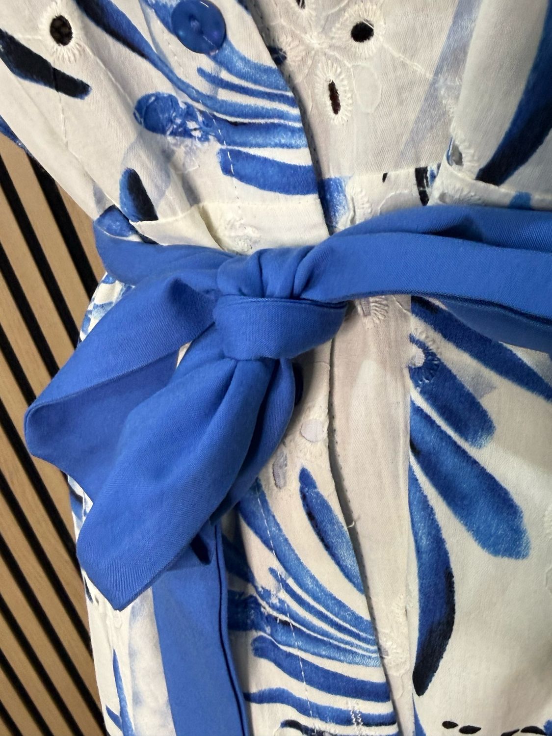 Tropical Cotton Shirt Dress - Blue