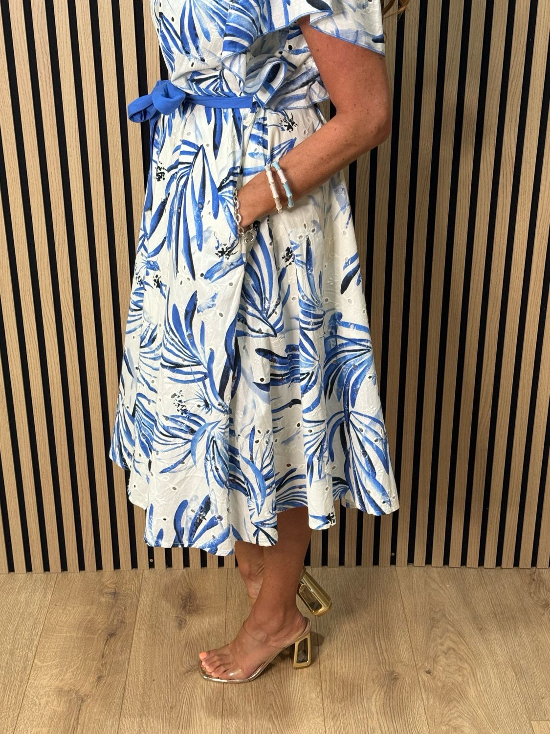 Tropical Cotton Shirt Dress - Blue