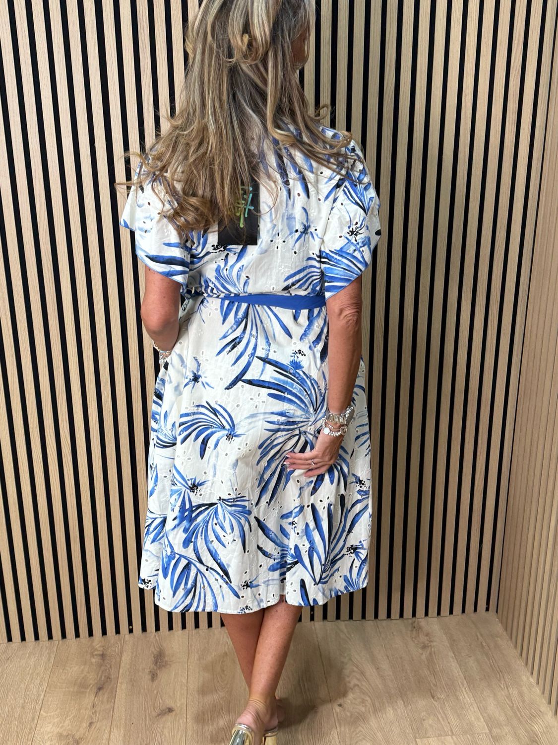 Tropical Cotton Shirt Dress - Blue