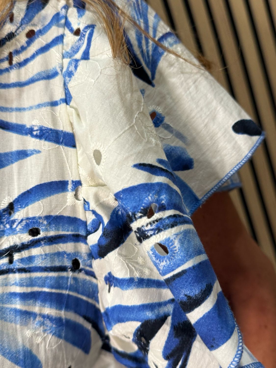 Tropical Cotton Shirt Dress - Blue