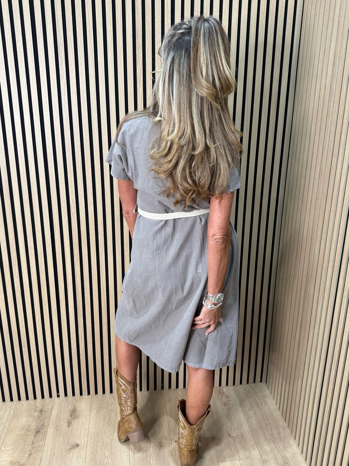 Cotton Utility Shirt Dress - Taupe