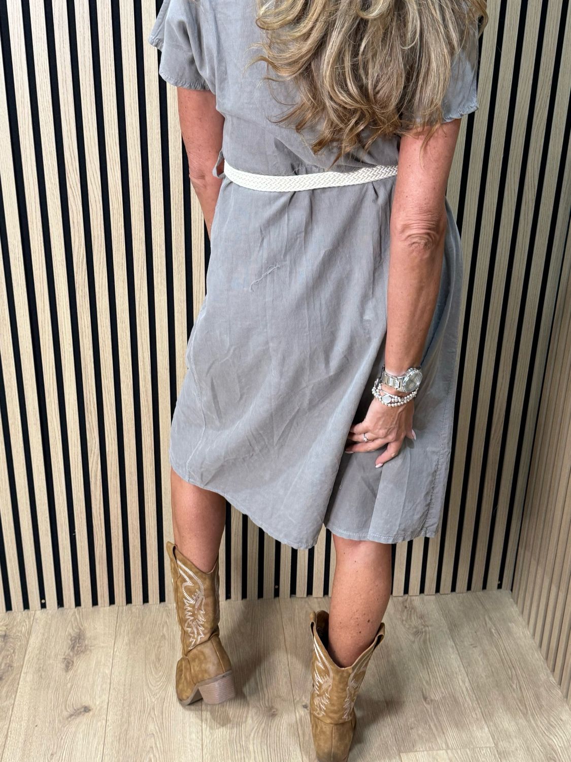 Cotton Utility Shirt Dress - Taupe