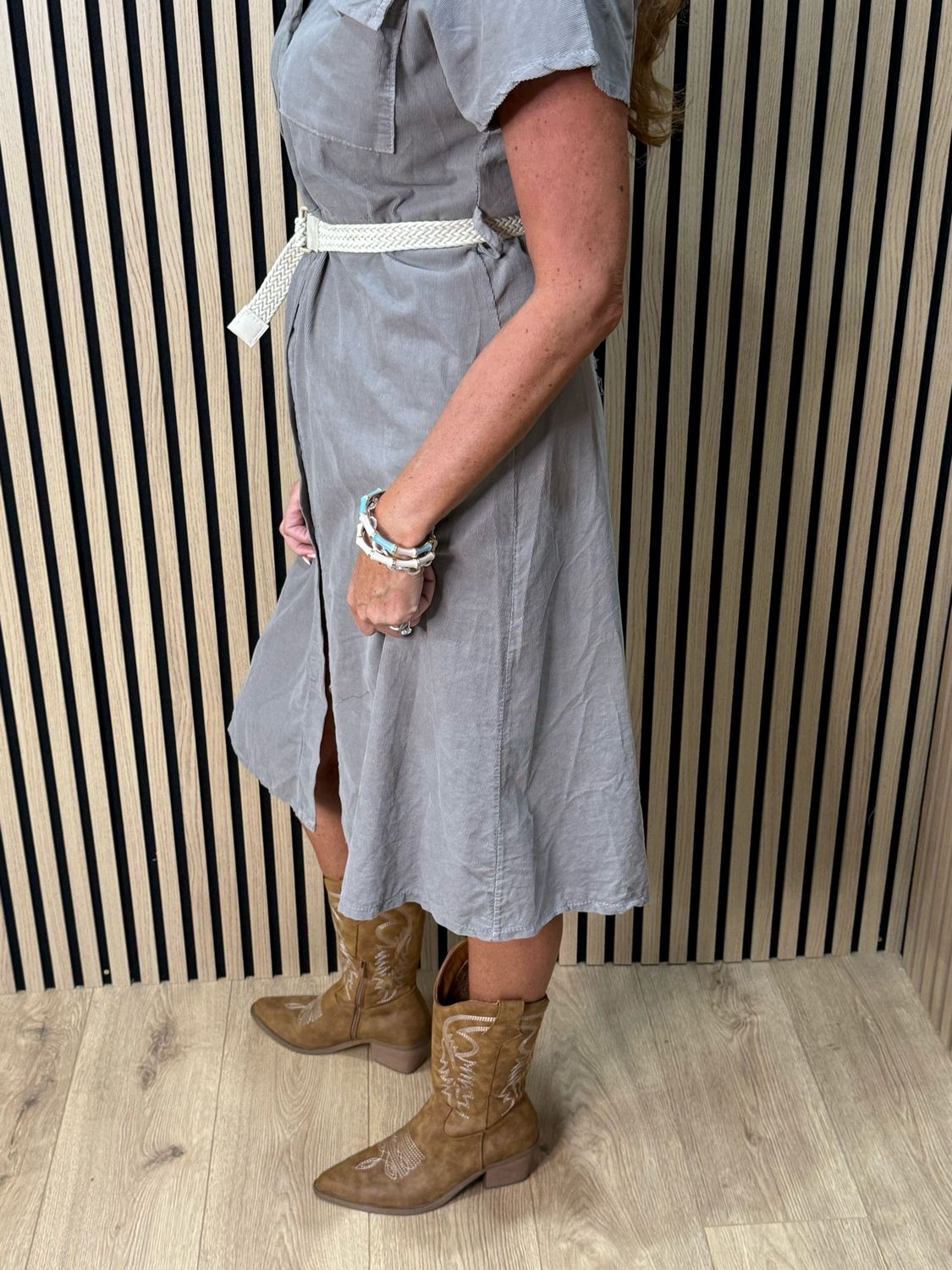 Cotton Utility Shirt Dress - Taupe