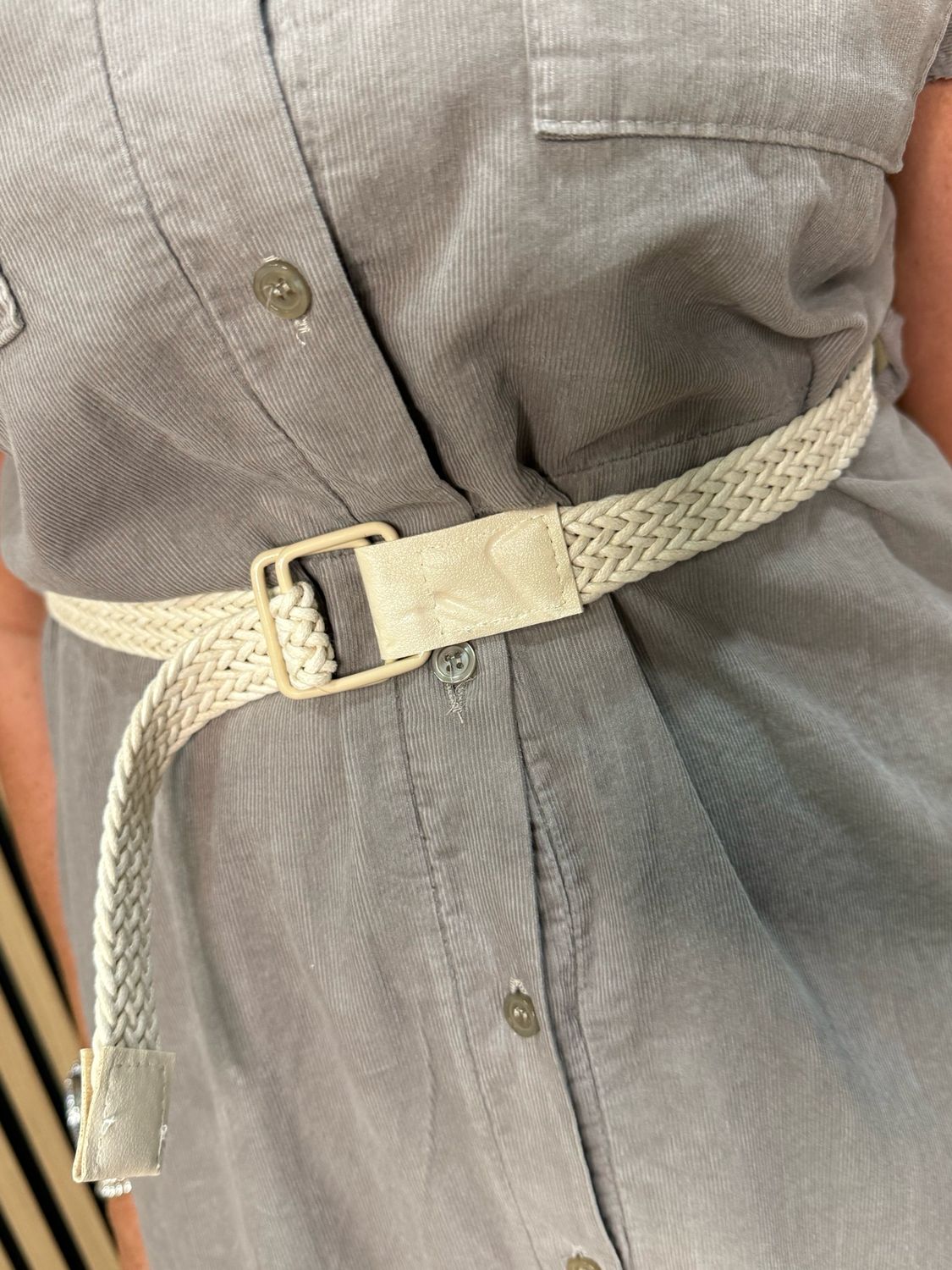 Cotton Utility Shirt Dress - Taupe